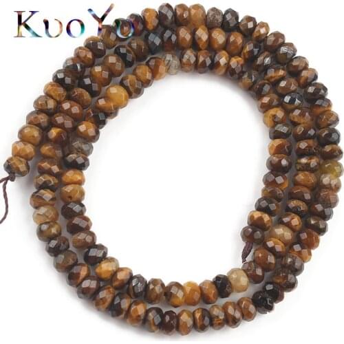 2x4mm Natural Gem Faceted Yellow Tiger Eye Stone Beads Flat Rondelle Loose Spacer Bead For Jewelry Making DIY Perles Accessories
