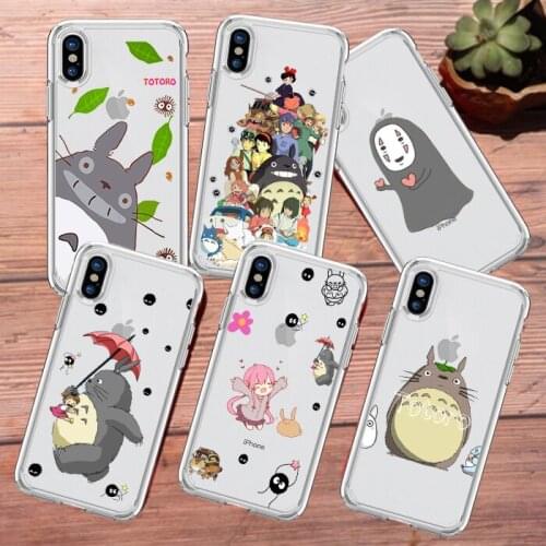 Cute Cartoon Happy Totoro Phone Case For iPhone 11 12Pro XS MAX XR X 7 SE 2020 8 6 6s Plus Anime Soft Coque Bag