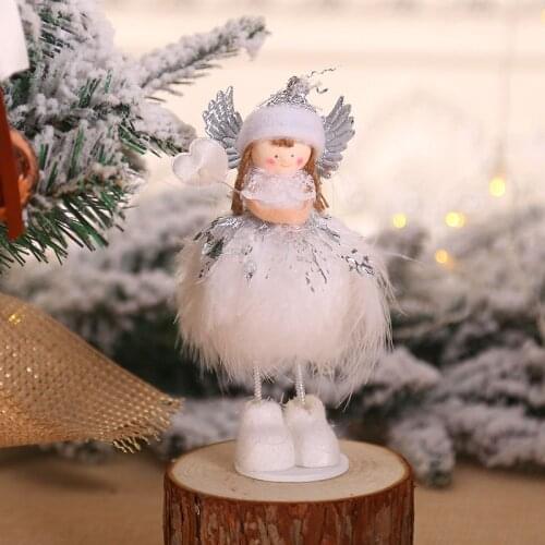 Home Decorations Christmas Desktop Ornament Plush Standing Angel Doll Holiday Figurines Gift For Boys Girls