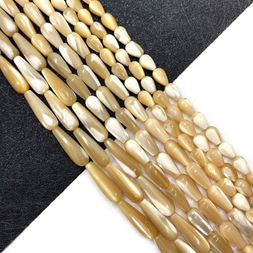 Water Drop Shape Natural Sea Shell Beads Mother-of-pearl Loose Beads DIY Handmade Jewelry Necklace Bracelet 15.5inches In Length