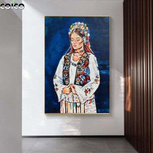 Woman With Closed Eyes Wall Art Poster Print Canvas Painting Hand Painted Oil Painting Home Decor Picture for Living Room