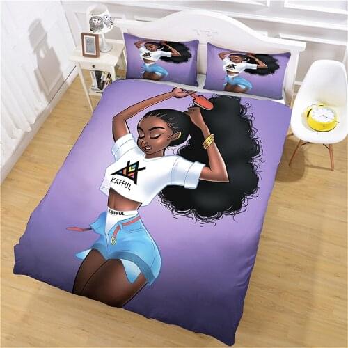 Queen Comforter Set Twin Bedding Cover Bed King Size Luxury Pillow Case Girl with Long Hair Euro Western Style Reactive Printing