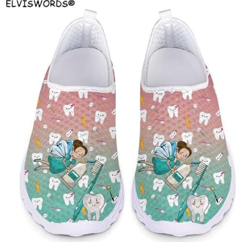 ELVISWORDS Gradient Color Care Design Leisure Ladies Sneakers Flats Shoes Summer Comfortable Air Mesh Sneakers for Women 2021