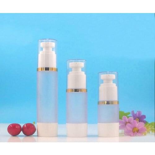 15ml round head frosted plastic airless bottle gold line essence serum/lotion/emulsion liquid foundation skin cosmetic packing