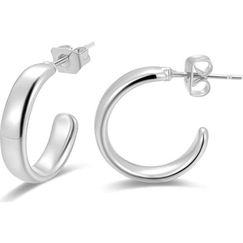 Copper Round Circle Stud Earring Simplicity C Shape Hoop Earring For Women Girl Anniversary Wedding Fashion Jewelry Wholesale