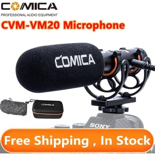 Comica CVM-VM20 Super Cardioid Condenser Shotgun Microphone OLED Multi-Functional Mic for Video Vlog Camera Smartphone
