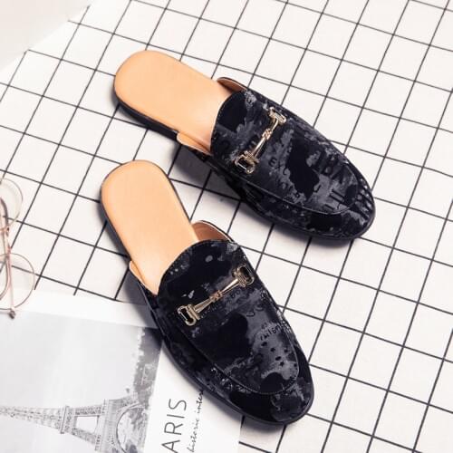 Mens Sneakers British Style Breathable Half Drag Leather Men Shoes Loafers Summer Outdoor Slippers Retro Leisure Walk Moccasins