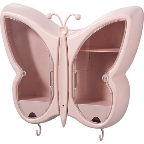 Wall-mounted Makeup Organizer Punch-free And Dust-proof Large Capacity Cosmetic Storage Box Bathroom Shelf