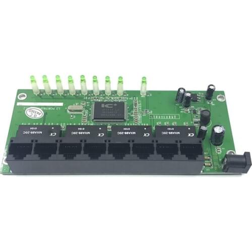 OEM 10 / 100mbps RJ45 8 Port Fast Ethernet Switch module Lan Hub US EU Plug 5v Adapter Power Supply Network Switch motherboard