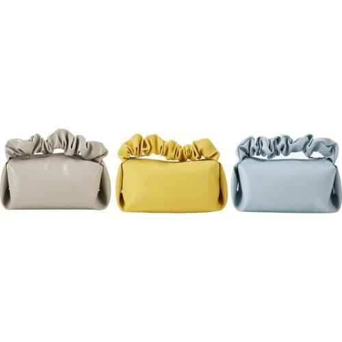 Pvc Leather Pleated Portable Cosmetic Bag, Cosmetic Storage Bag, Large-Capacity Small Decorative Bag, Simple Storage