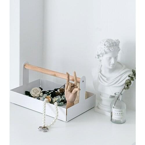 Wood handle trays home decorating storage plate for dessert /perfume/makeup/jewelry food basket toiletries racks