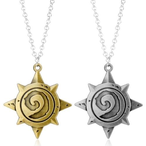 Dongsheng Game Pendant Hearthstone Heroes Of Warcraftss Game Pendant Necklace Vintage Hearth Stone Logo Metal Chain Choker -30