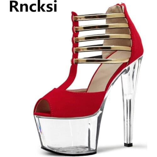 Rncksi Girl/Womens Wedding Party Girls Sexy 17cm High Heels Sandals Sexy Platform Sandals Pole Dance Party Dress Sandals