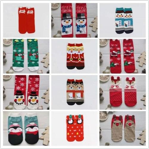 Christmas Socks Cotton Winter Cute Deer Santa Claus Snowman Cartoon Printing Cristmas Decoration Socks 2021 Xmas Gifts New Year