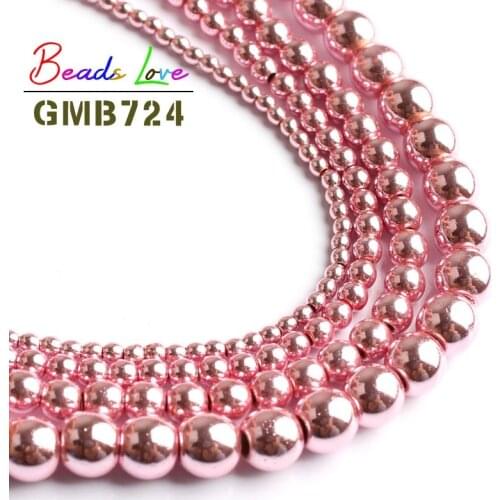 Natural Stone Pink Hematite Round Beads For Jewelry Making Choker Making Diy Bracelet Necklace Jewellery 2 3 4 6 8 10mm 15Inches