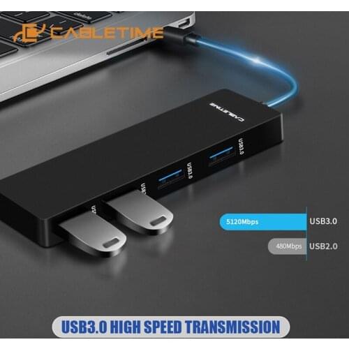 Cabletime USB C HUB USB 3.0 Type-C Slim Data Adapter for Macbook Pro Air Surface Pro Matebook USB Disk C270