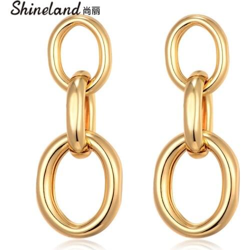 Shineland Drop Dangle Earrings For Women Girls Trendy Handmade Geometric Accessory Lady Metal Jewelry Female