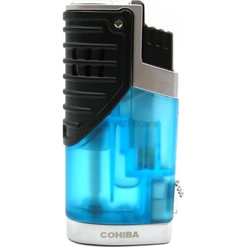 COHIBA High-end Classic 3 Flame Cigarette Cigar Fire Lighter With Cigar Punch Gift Box Tobacco Smoking Tool Portable Windproof