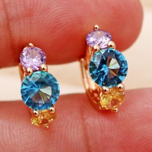 Fashion Jewelry Womens earring Bohemian Hoop Earrings Gold Earrings round red green Zircon Earrings Gift accessories