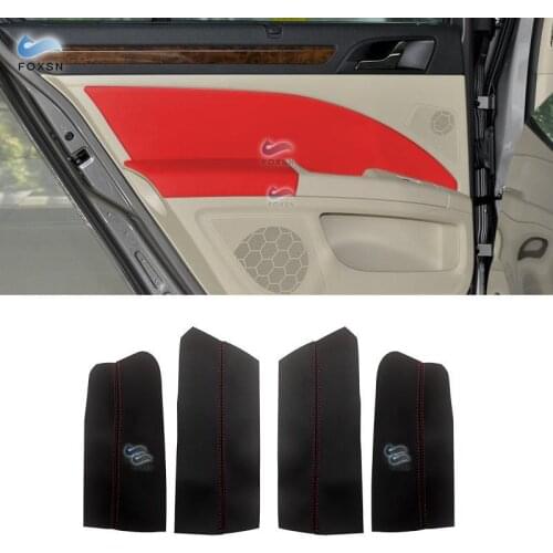 4pcs/set For Skoda Superb Car Door Handle / Door Armrest Panel Microfiber Leather Cover Protective Trim with Mount Fittings