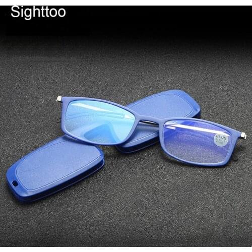 Sighttoo Anti Blue Light Computer Reading Glasses Women Ultralight Transparent Glasses Thin Portable Magnifying Eyeglasses Men