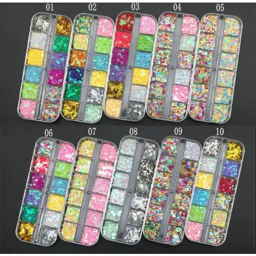 1 Set Mixed Color 3D Ultrathin Sequins Nail Glitter Flakes 1/2/3mm Sparkly DIY Tips Dazzling Paillette Nail Art Decorations