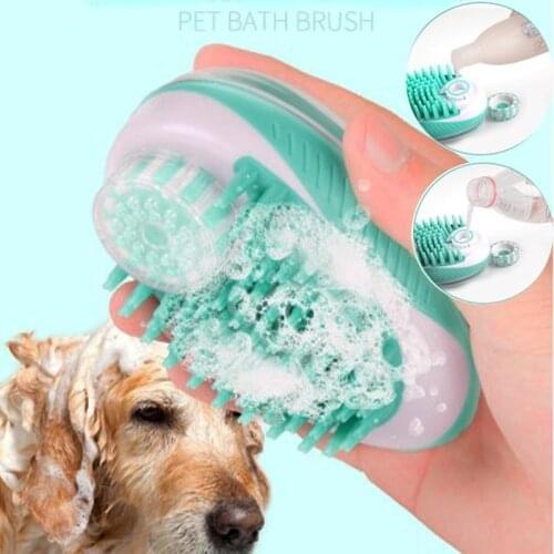1Pcs Multifunctional Portable Cats Dogs Pet Bath Massage Brush Mouse Feel Press Out Shower Gel