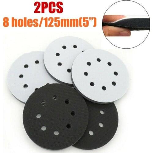 2PCS 5 Inch 125mm Polishing Pads Sanding Discs Hook Loop 8 Hole Soft Sponge Interface Pad For Sanding Pads