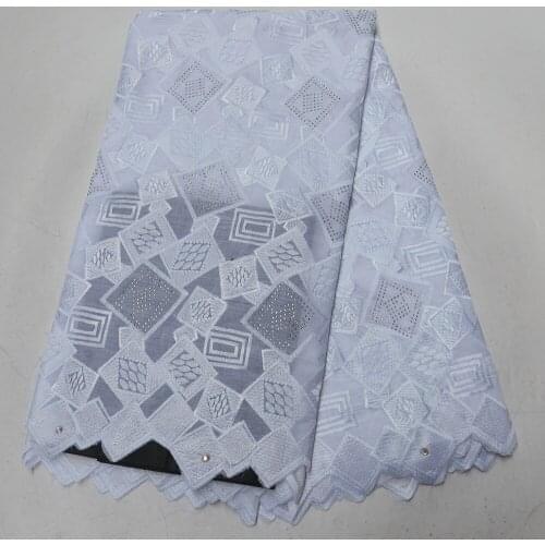 2019 White African dry polish cotton lace fabric stones for man women dress sewing high quality Swiss voile lace in Switzerland