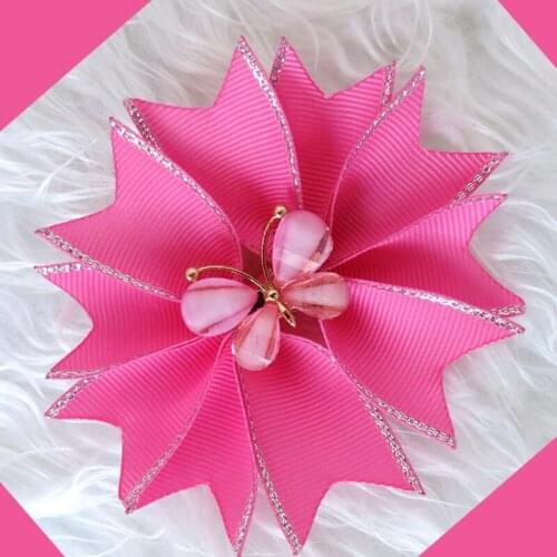 50 PCS Good Girl 3.5" Butterfly Hair Bow Clip Grosgrain Ribbon