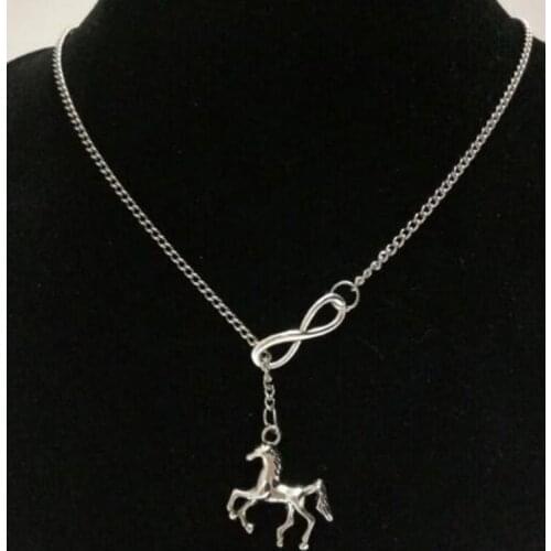 50cm New Fashion Infinity Lovely Horse Charms Vintage Lucky 8 Pendants Amulet Chain Necklace Jewelry Gift