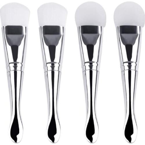 60Pcs/Lot White Silica Gel Mask Brush With Scoop Makeup Soft Fiber Hair Two-Headed Silicone Coated Cosmetic Tools HA2446