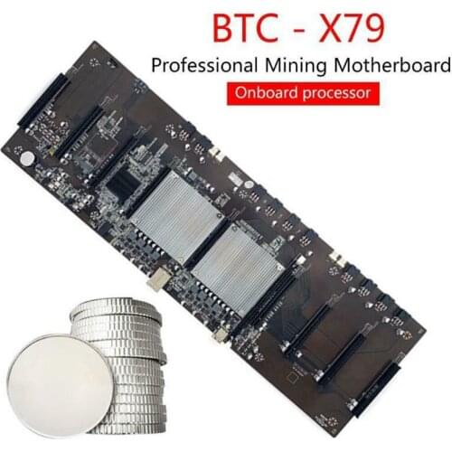 BTC-X79 Dual CPU Mining Motherboard 8 PCIE 16X Straight 2011 Pin DDR3 65mm Support 9 Cards 3060 Graphics Card Mining Miner