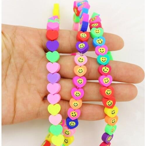 10 Strand Heart Shape Beaded Accessories Bead jewelry Chain Polymer Clay Bead necklace Accessories Fashion Jewelry Beaded 9982