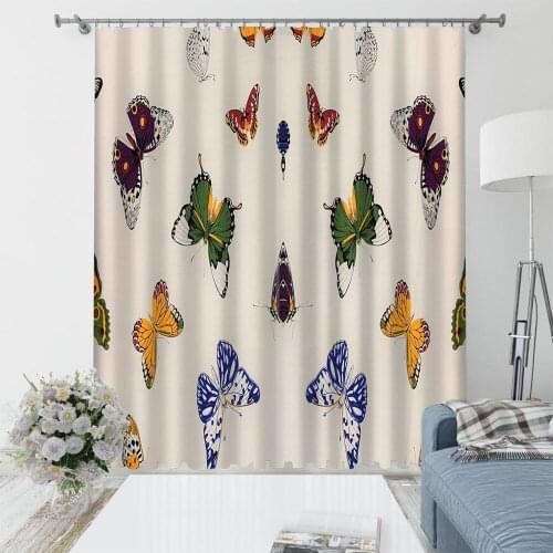 Decoration curtains butterfly curtains Bedroom living room windproof thickening blackout fabric