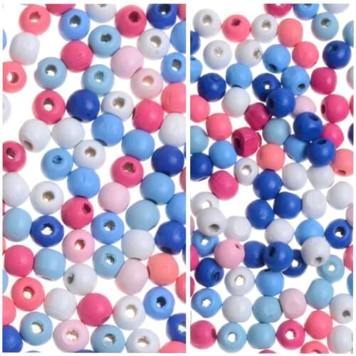MIAOCHI DIY 8mm/10mm Pick Color Lead-Free Loose Spacer Wooden Beads for Jewelry Makeing Baby Toys Crafts Wood Necklace Bead