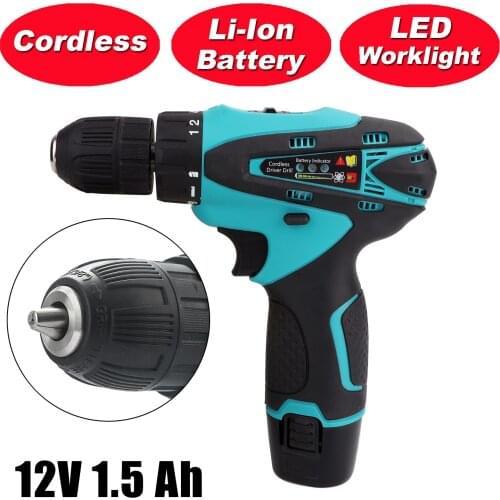 Areyourshop 12V 32N.m 2-Speed Electric Lithium-Ion Battery Cordless Drill Mini Drill Power Tool