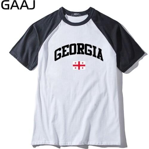 GAAJ Georgia Flag Man & Women Unisex T Shirt Brand Clothing O Neck Long Slevee Tshirt Men Fashion Three Quarter Sleeve #015VZ