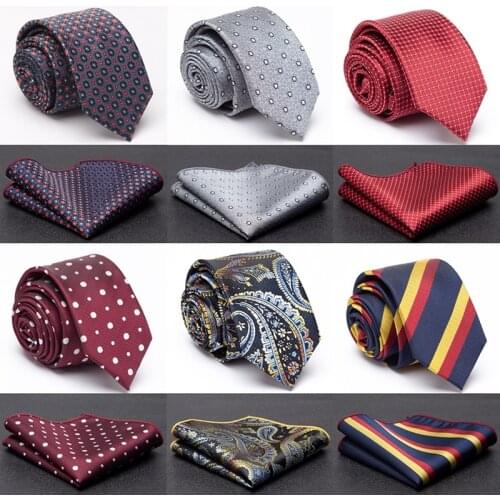 Men Tie Cravat Set Striped Fashion Jacquard Ties for Men Party Man Business Formal Dress Necktie Gift Wedding Accessories