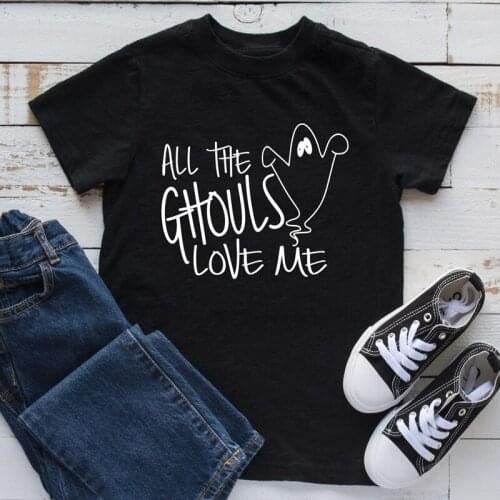 Cute Women Graphic Autumn Holiday Party Gift Top Tee Shirt All The Ghouls Love Me T-shirt Funny Halloween Ghost Tshirt