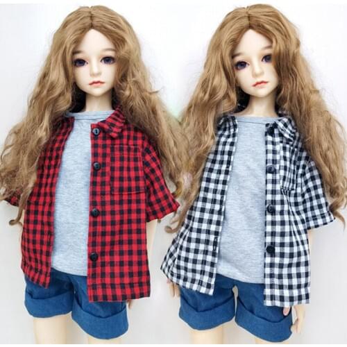 1/3 1/4 1/6 Doll Clothes Fashion Casual Plaid Shirt Mini Simulation T-shirt For Dolls Accessories Handmade Clothes For BJD Gifts