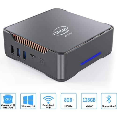 Mini PC Intel celeron J4125 Quad core 8GB RAM 128GB/256GB SSD Windows 10 dual WIFI, 4K 60Hz dual HDMI VGA Desktop PC Computer