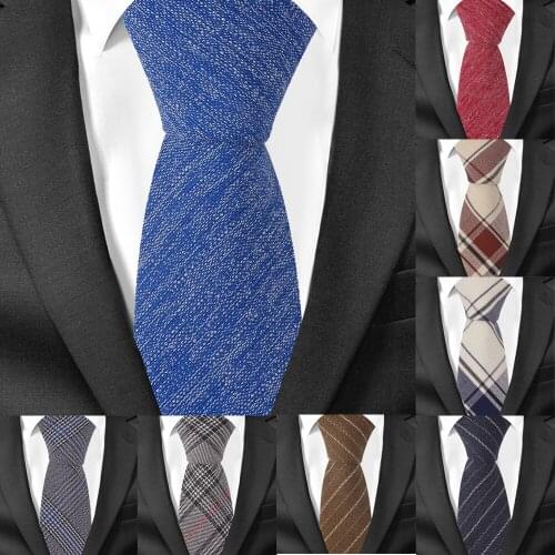 Fashion Cotton Neck Tie For Men Skinny Men Tie For Business 6 cm Width Check Neckties Classic Suits Striped Slim Neck Ties