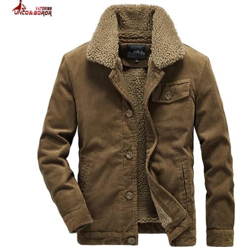 Winter jacket Men Warm Corduroy Jackets And Coats outwear Windbreaker Fleece cotton Jacket Outwear Multi-pocket men clothing