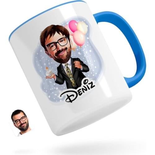 Personalized Boys Birthday Caricature Of Blue Mug Bardak-3