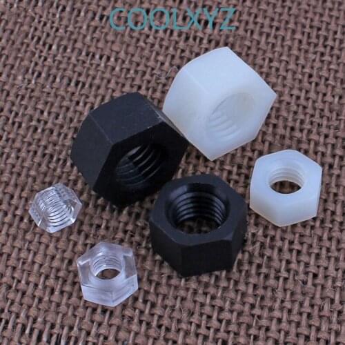 Nylon hexagon nut/ plastic/ plastic/ nylon screw cap M2-M20 (black/ white) 20PCS