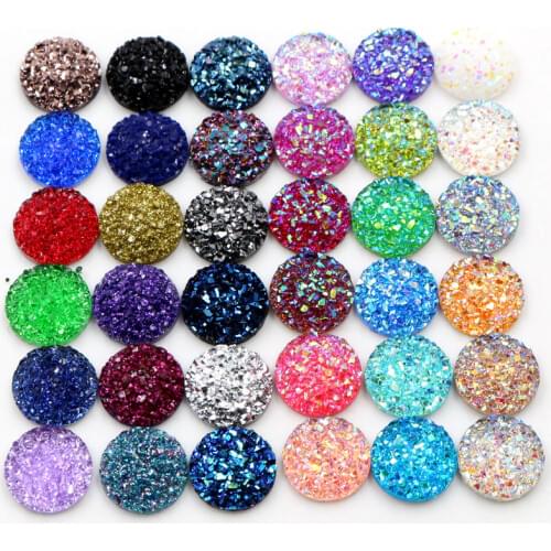 New Fashion 40pcs 10mm Mix Colors and Water Green AB Color Flat Back Resin Cabochons Cameo