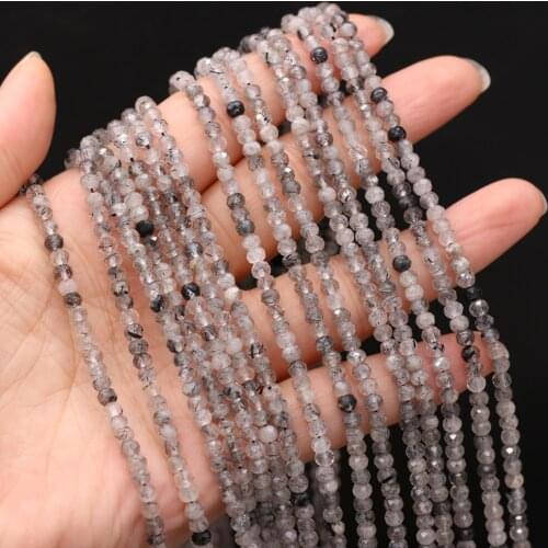 New Style Natural Stone Bead Section Black Rutilated Quartz Small Beads For DIY Jewelry Making Necklace Bracelet Accessory