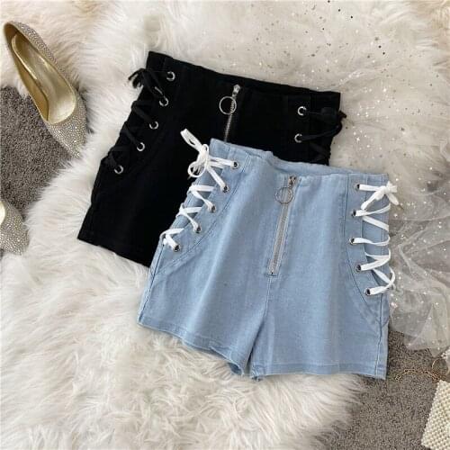 Slim Bandage Sexy Streetwear Shorts For Women All-Match Mini Summer High Waist Denim Shorts Hotpants Casual Shorts Jeans C7496