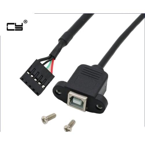 USB 2.0 B Type Female socket Printer Panel Mount to Pitch 2.0mm 5pin Housing PCB Motherboard Dupont Cable 25cm 50cm